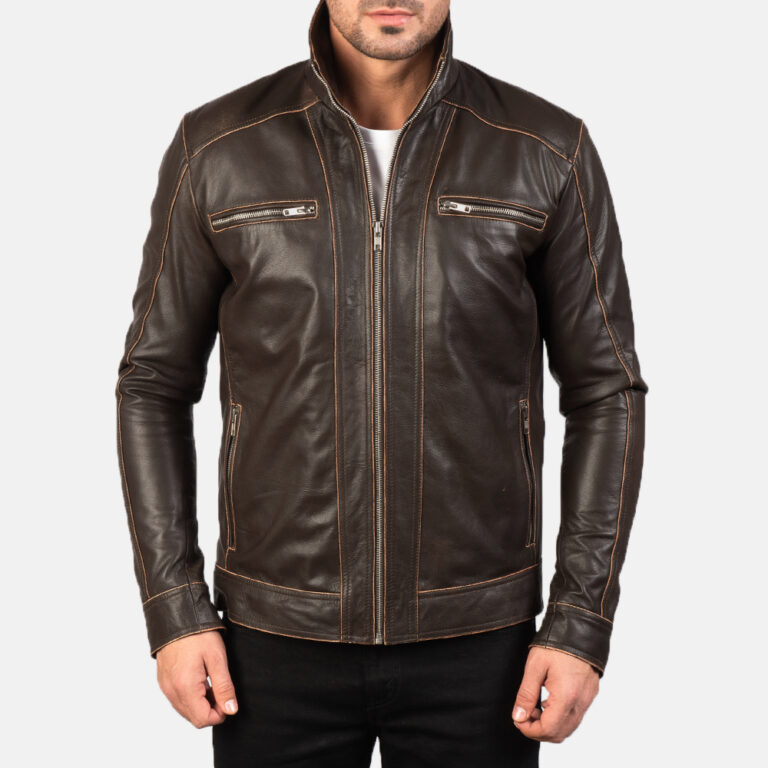 Mens Hudson Brown Leather Biker Jacket7949-5-1577872398586